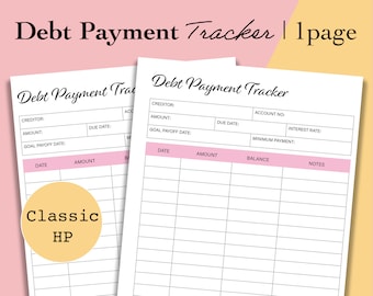 Classic Happy Planner Debt Payoff Tracker PDF, Debt Snowball Printable, Debt Progress Worksheet, Debt Free Chart - Classic HP Inserts