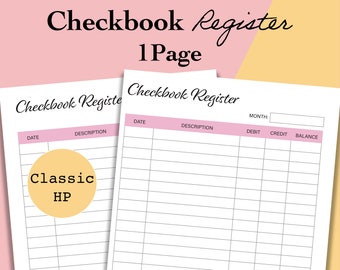 Classic Happy Planner Check Register Printable Planner, Checkbook Register Book Pages, Checking Register Template PDF - Classic HP Inserts