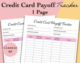 Credit Card Payoff Tracker PDF, Credit Card Payment, Credit Card Planner Printable, Debt Payoff Tracker - Classic HP Insert, Happy, Mambi