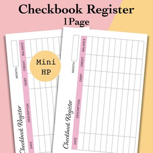 Mini Happy Planner Check Register Printable Planner, Mini HP Checkbook Register Book Seiten, Check Register Template PDF, Mini HP Inserts