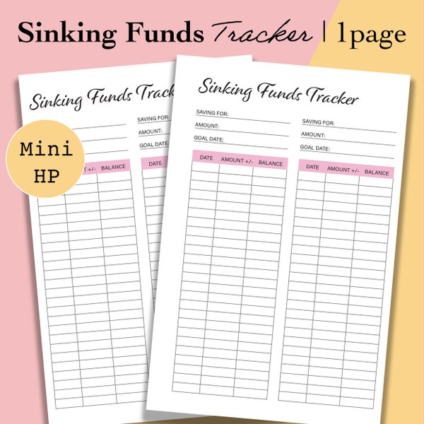 Mini Happy Planner Sinking Funds Printable Insert, Savings Goal Tracker, Savings Worksheet Insert, Sinking Funds Log - Mini HP Inserts