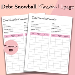 Rastreador de bola de nieve de deuda imprimible, libre de deudas, rastreador de pago de deuda, diario de progreso de la deuda - Classic Happy Planner, Classic HP Insert, Mambi