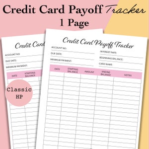 Credit Card Payoff Tracker PDF, Kreditkartenzahlung, Kreditkarten Planer druckbar, Debt Payoff Tracker - Classic HP Einlage, Happy, Mambi