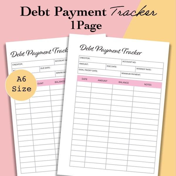 A6 Debt Payoff Tracker PDF, Debt Snowball Printable, Debt Progress Worksheet, Dette Free Chart, A6 Planner Inserts Printable, Foxy Fix A6