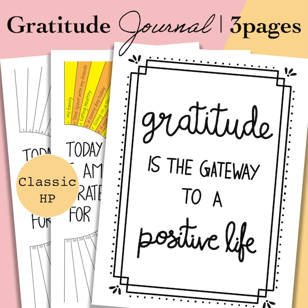 Classic Happy Planner Gratitude Journal Printable Page, Daily Gratitude Journal PDF Log  - 30, 31 days  - Classic HP Insert, Mambi, Download