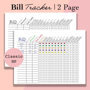 Classic Happy Planner Bill Tracker Printable Inserts, Monthly/Yearly Bill Organizer PDF, Bill Pay Checklist Template, Classic HP Inserts