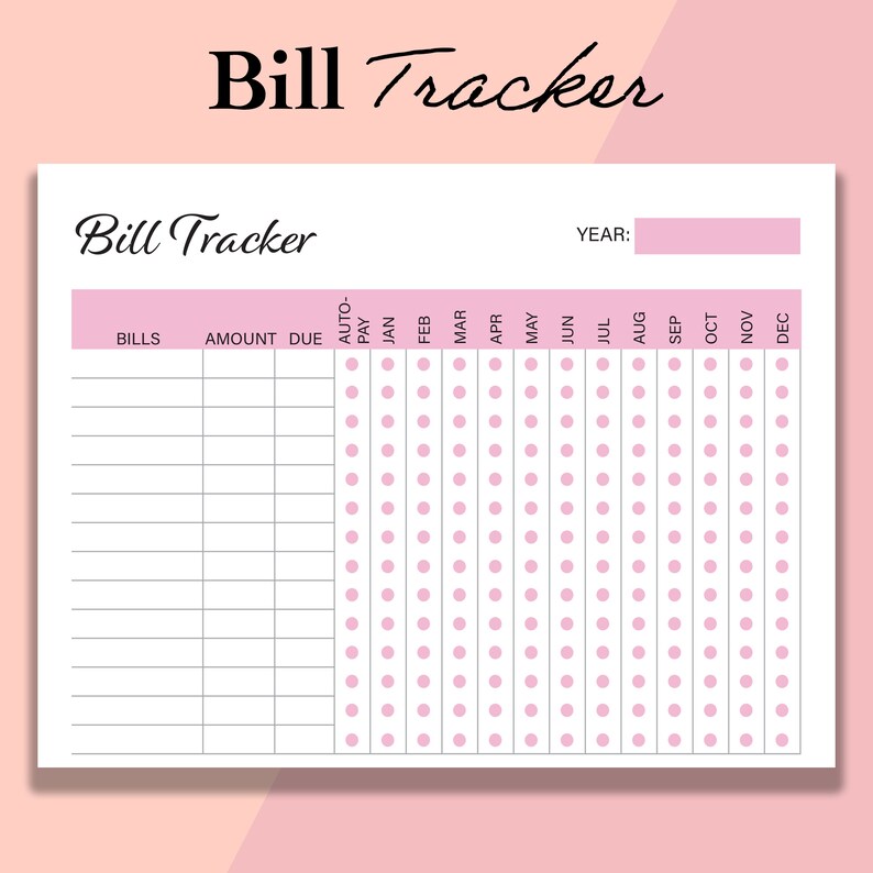 Classic Happy Planner Bill Tracker Printable Inserts, Monthly Yearly ...