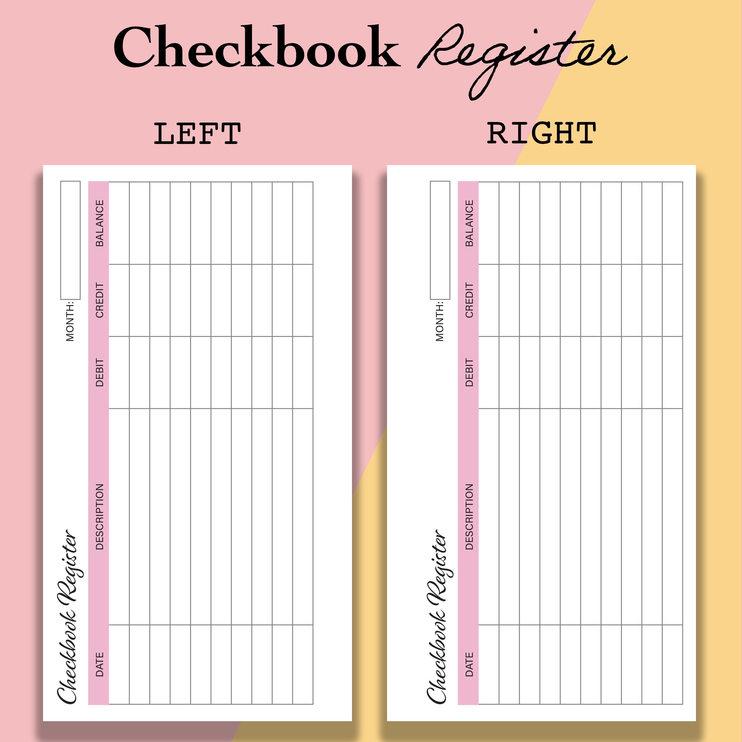 Buy Personal Size Checkbook Register Printable, Checkbook Register Book ...