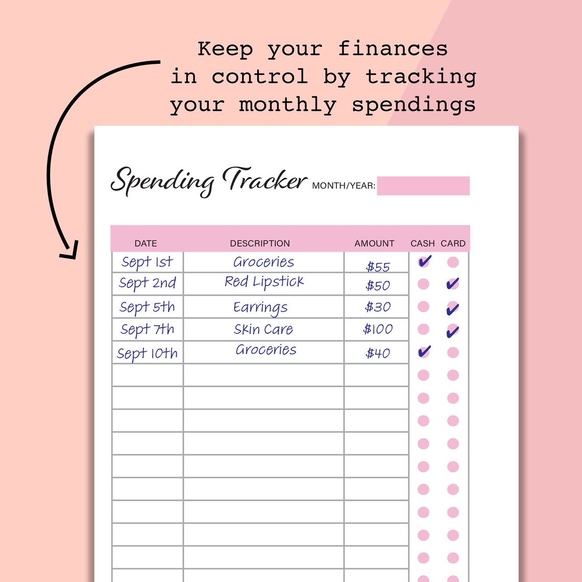 A6 Spending Tracker Insert, A6 Daily Monthly Spending Log PDF, A6 ...