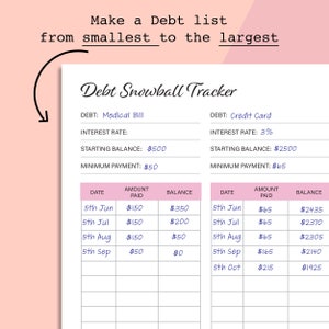 Debt Snowball Tracker Printable, Debt Free, Debt Payoff Tracker, Debt ...