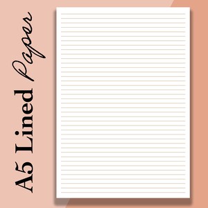 A5 Lined Paper Printable, A5 Journal Ruled Paper Inserts PDF, A5 Plain Lined Template, Calligraphy 5mm Lined Planner - pages image 2