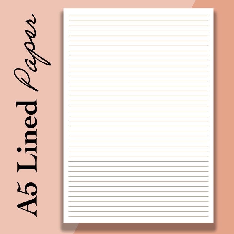 A5 Lined Paper Printable, A5 Journal Ruled Paper Inserts PDF, A5 Plain Lined Template, Calligraphy 5mm Lined Planner - pages image 2