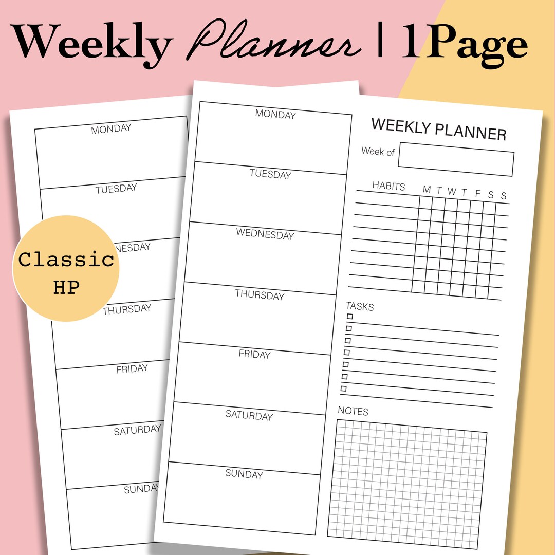Classic Happy Planner Horizontal Insert Undated Weekly Etsy
