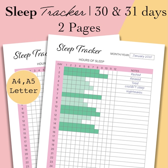 Sleep Tracker A5 PDF, Monthly Sleep Tracker Planner Printable, A5 Daily Sleep Log, Sleep Journal Template, Health Planner, A4, Letter, BUJO