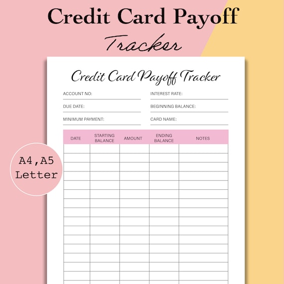 Credit Card Payoff Tracker PDF, Credit Card Payment, Credit Card Planner Printable, Debt Payoff Tracker - A5, A4, Letter,