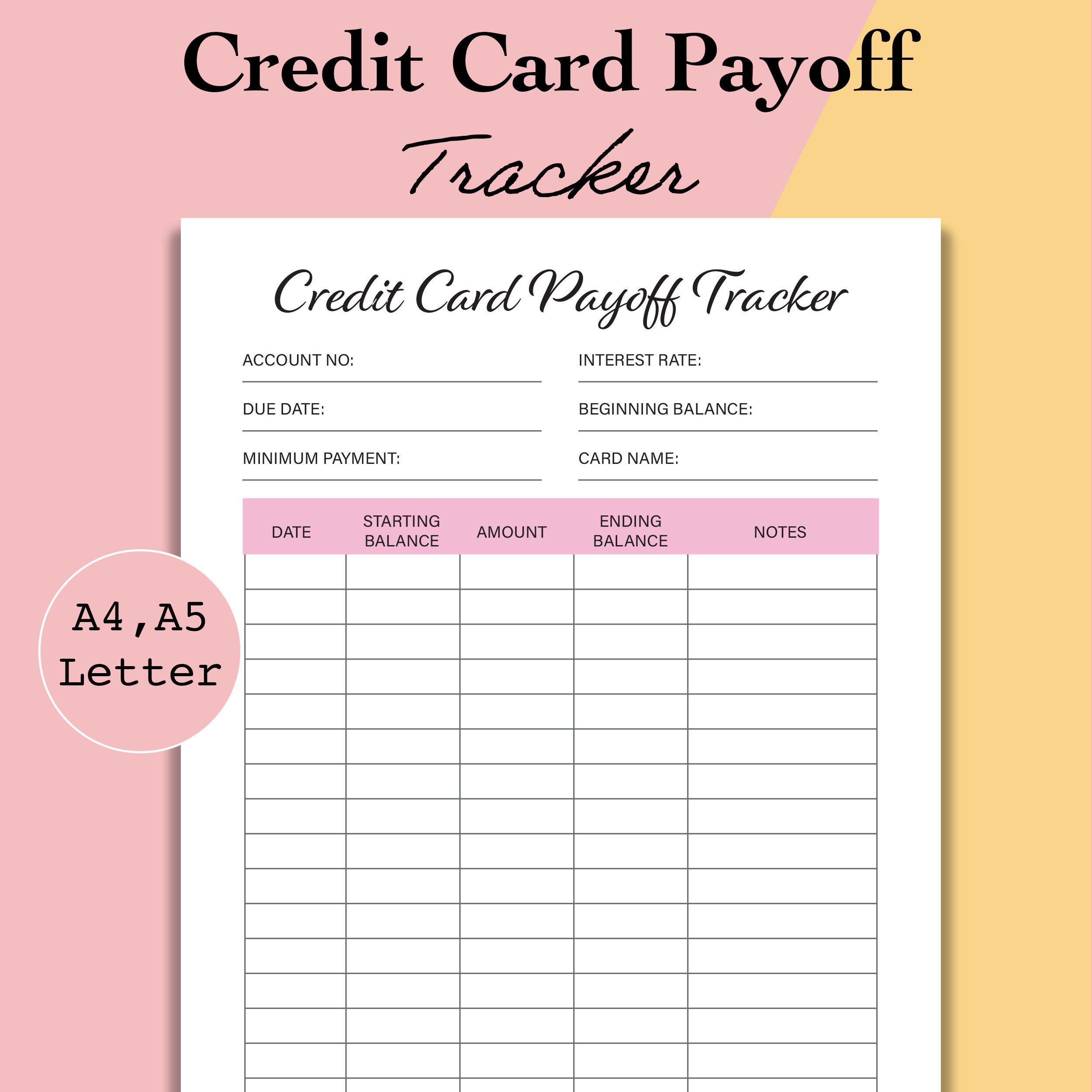 Credit Card Payoff Tracker PDF Credit Card Payment Credit - Etsy