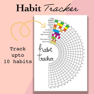 Semi Circular Habit Tracker Printable, Daily & Monthly Habit Tracker ...