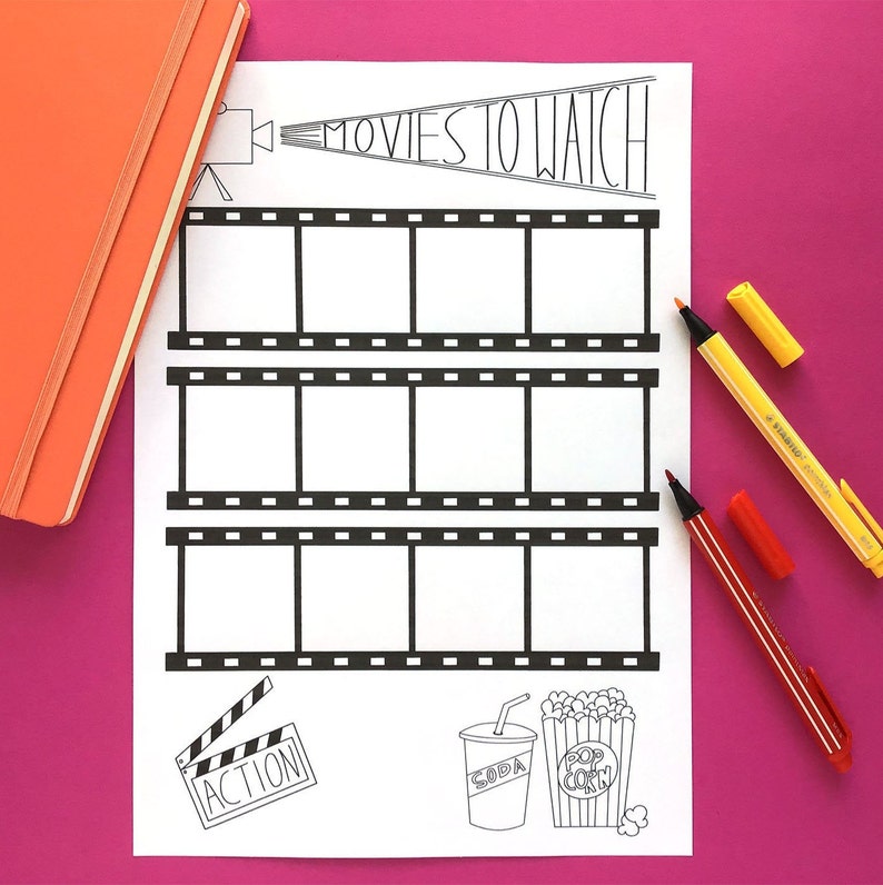 Movies to Watch Planner Printable Movie Tracker Insert PDF - Etsy