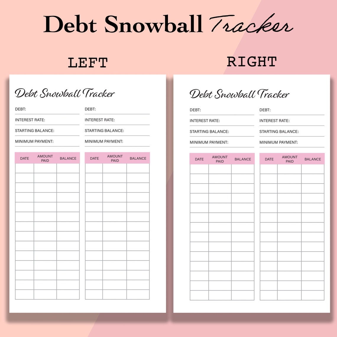 Mini Happy Planner Debt Snowball Tracker Printable Debt Free Etsy