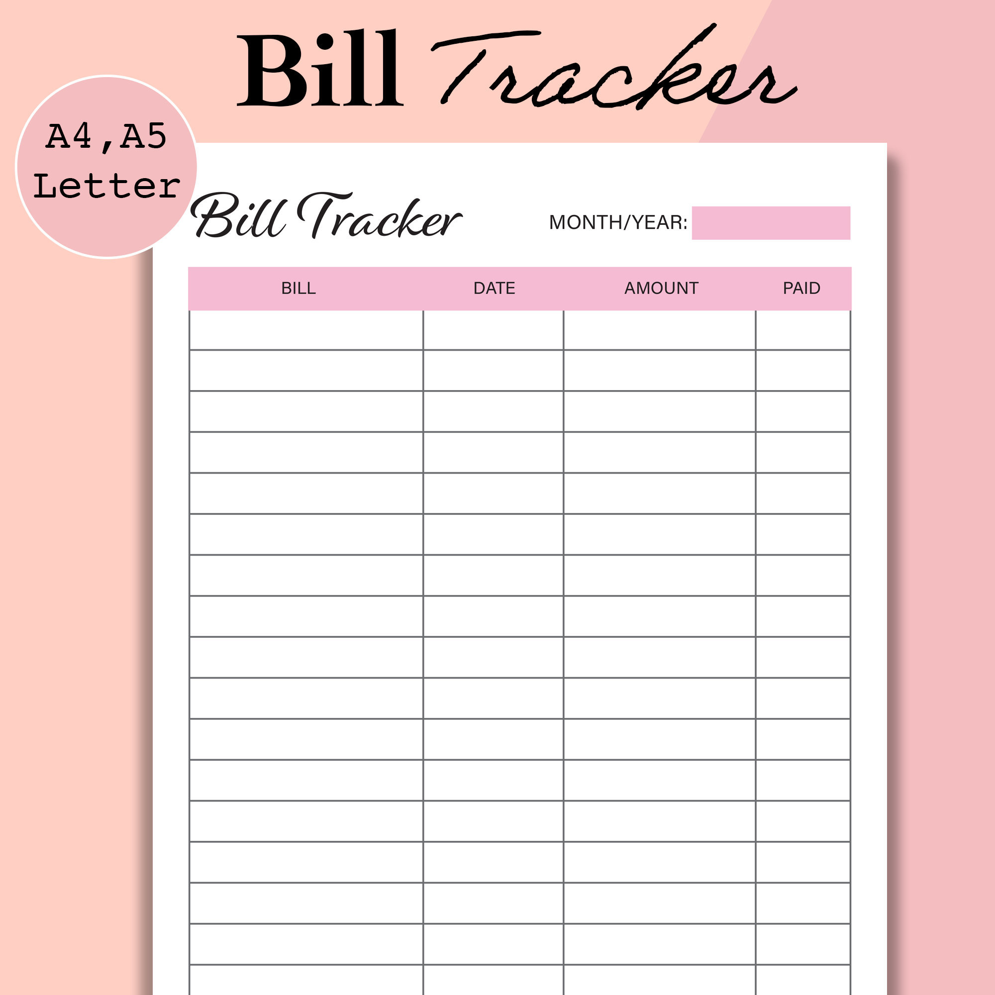 Monthly Bill Organizers - 18 Free Printables