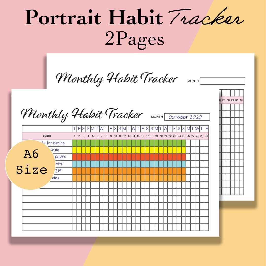 A6 Habit Tracker Printable, A6 Daily Habit Tracker PDF, A6 Monthly ...