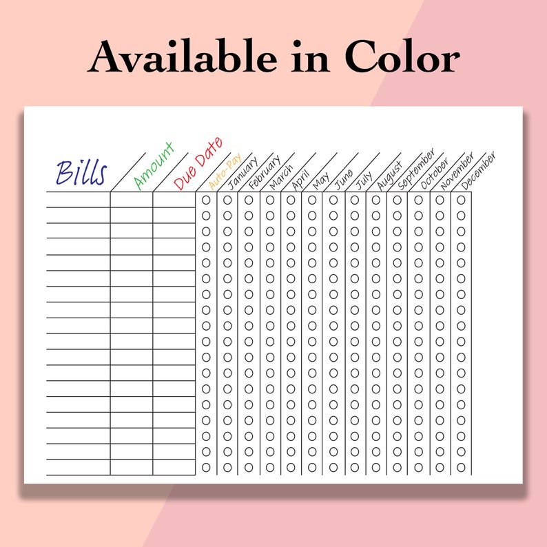 Classic Happy Planner Bill Tracker Printable Inserts, Monthly/yearly ...