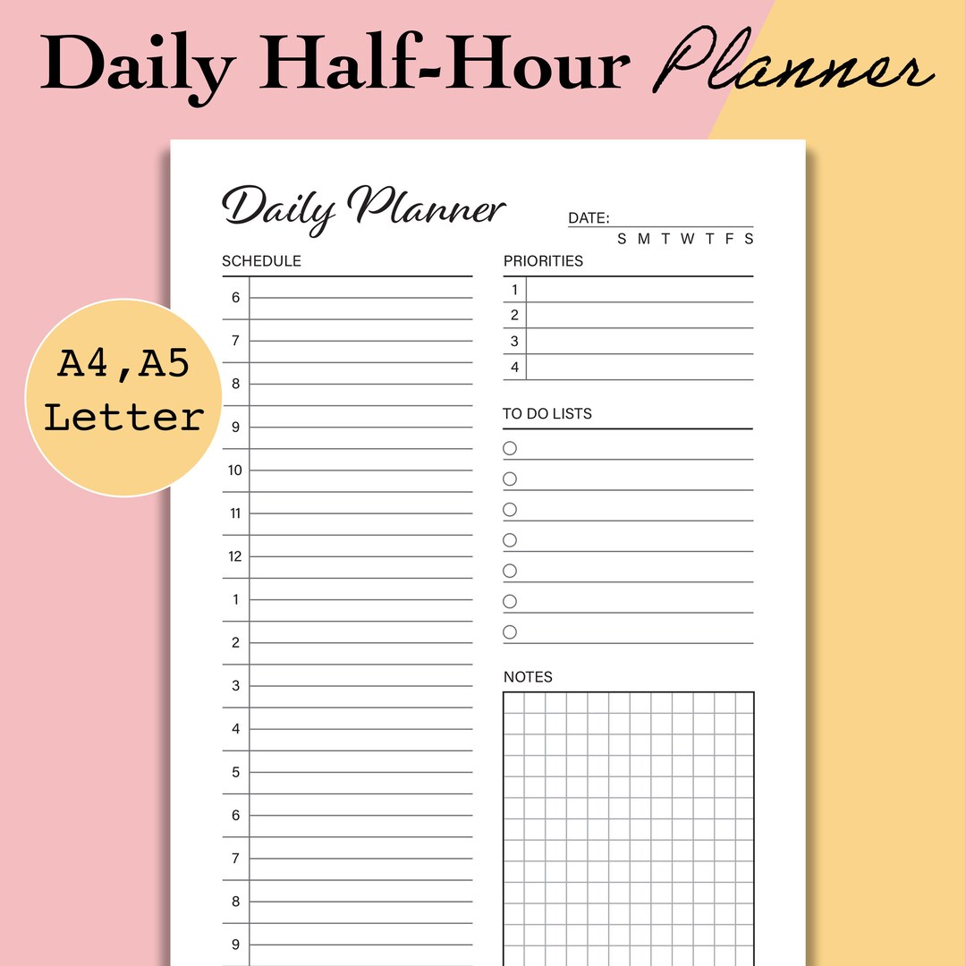 daily-half-hour-planner-pdf-daily-printable-inserts-daily-hourly-planner-page-daily-schedule-to-do-list-day-organizer-a5-a4-letter-etsy