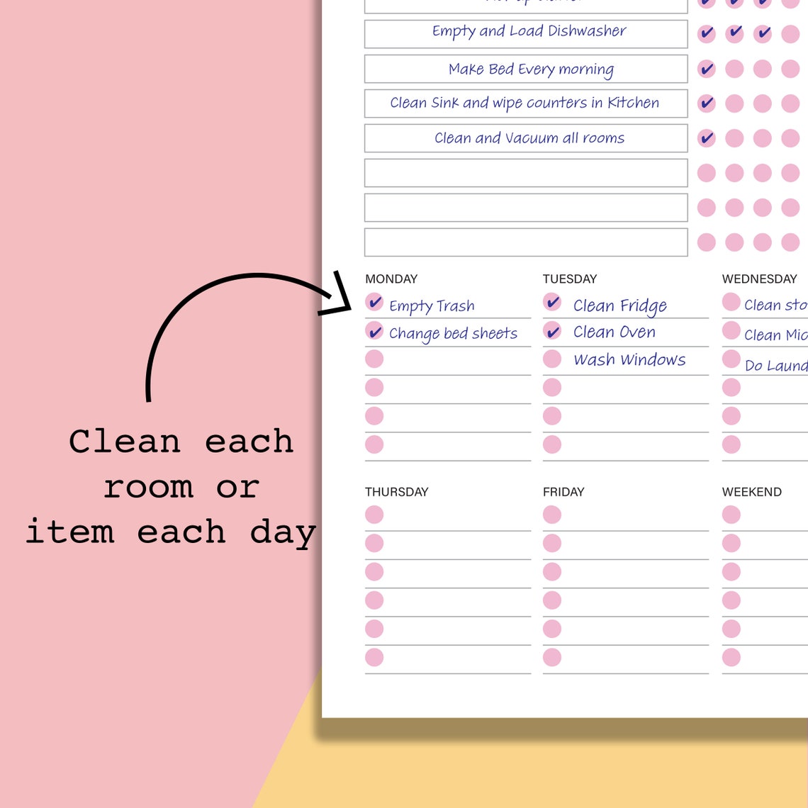 Editable Cleaning Checklist Printable, Daily Weekly Cleaning Schedule ...