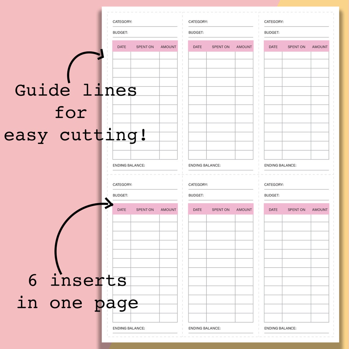 Vertical Cash Envelope Printable Insert for Budgeting and Expense ...