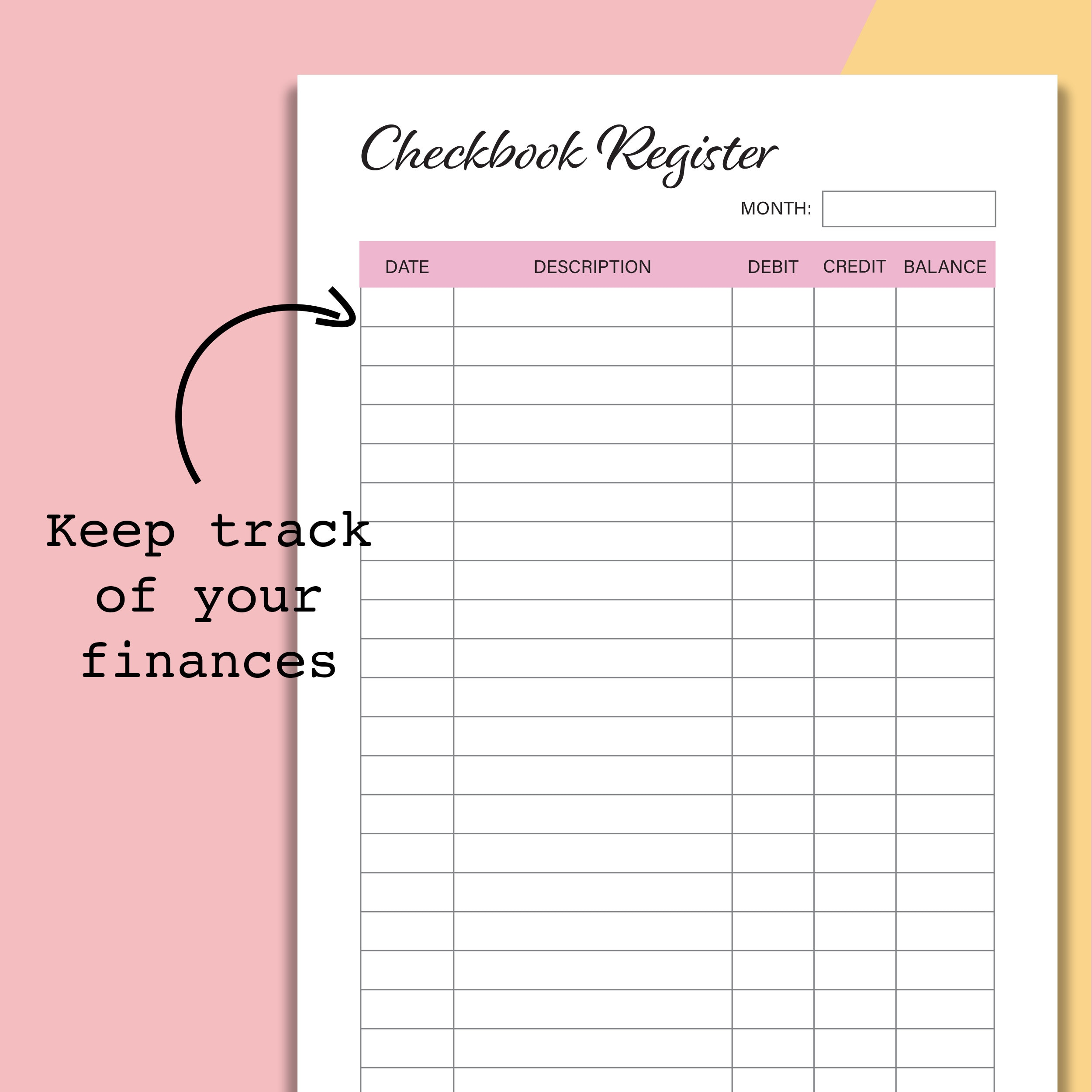 Checkbook Register Printable, Checkbook Register Book Digital, Checking ...