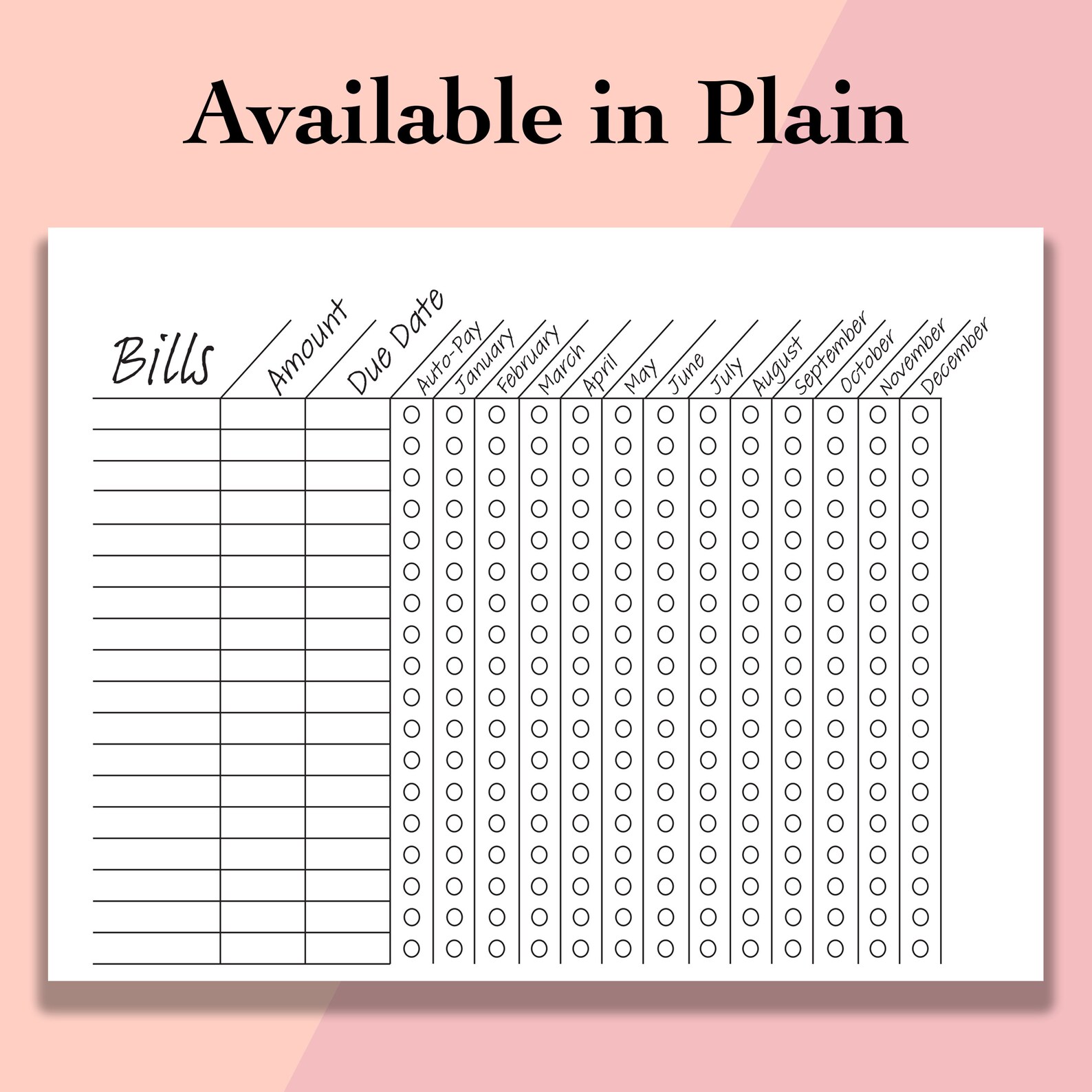 Classic Happy Planner Bill Tracker Printable Inserts, Monthly/yearly ...