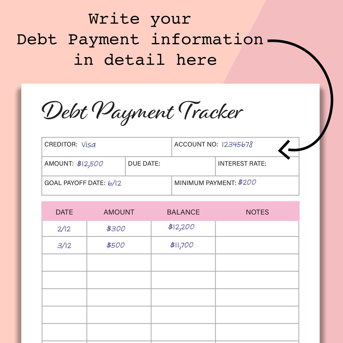 Debt Progress Debt Payoff Tracker, Debt Snowball Printable, Debt Progress Worksheet ...