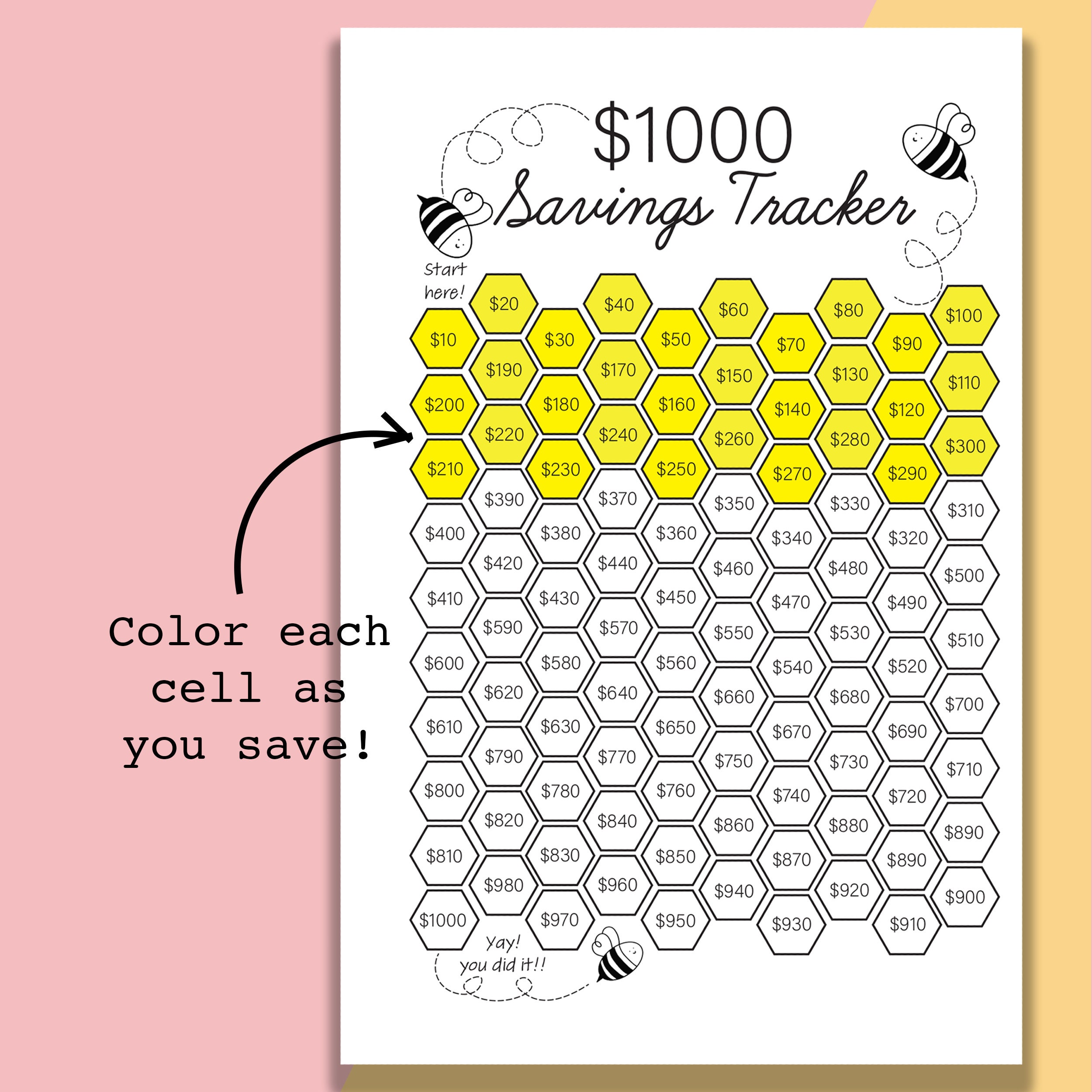 Mini Happy Planner 1k Savings Tracker Printable, 1000 Savings Challenge ...