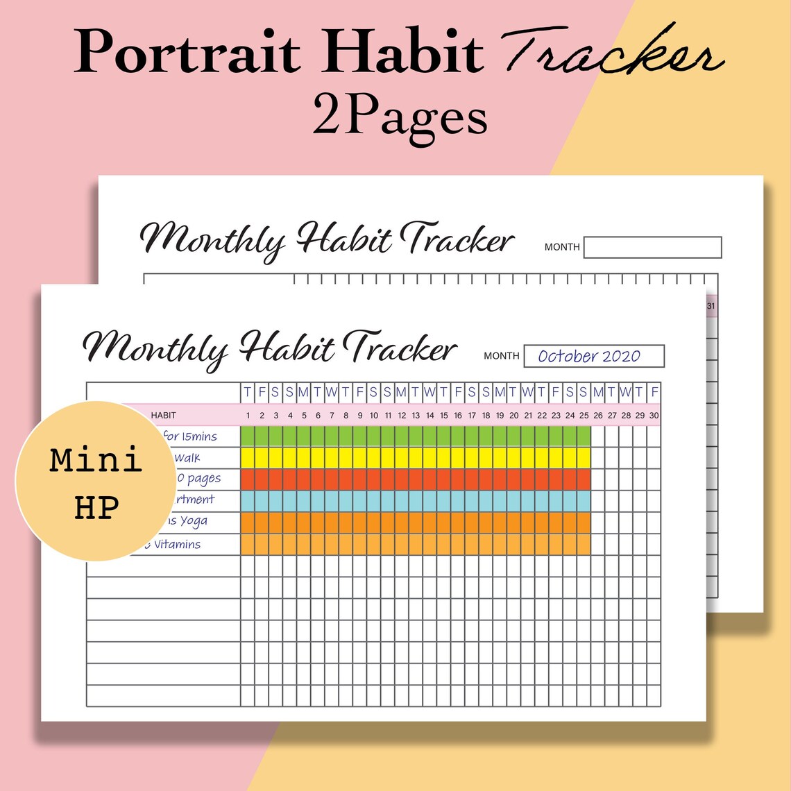 Mini Happy Planner Habit Tracker Printable Daily &amp; Monthly - Etsy