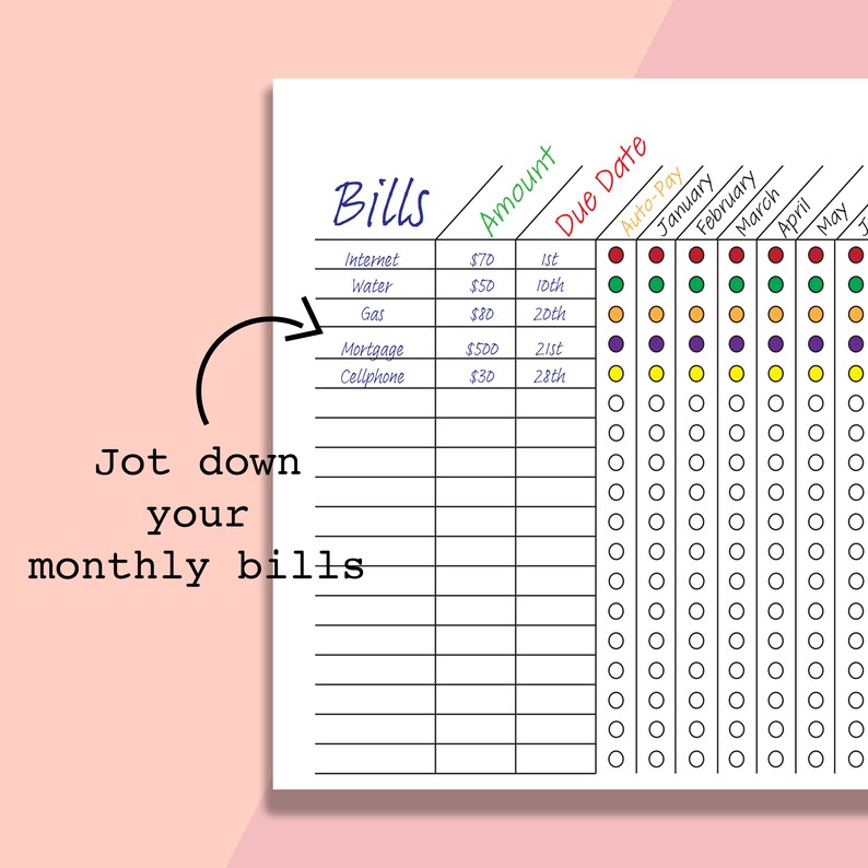 Classic Happy Planner Bill Tracker Printable Inserts, Monthly/yearly ...
