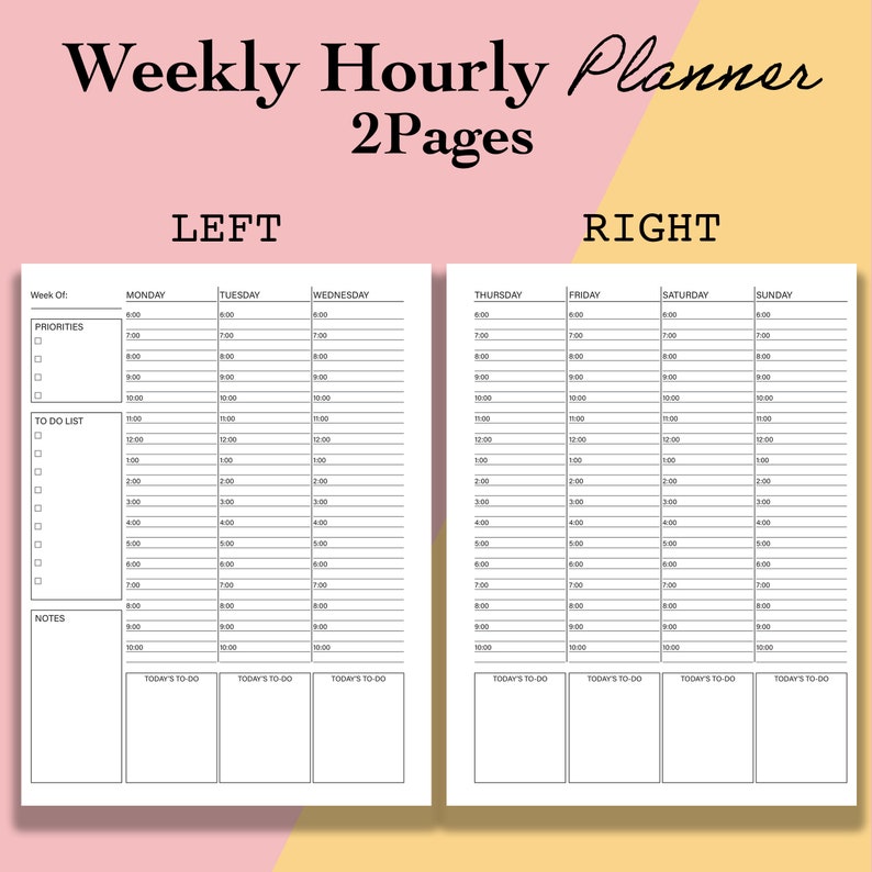 Classic Happy Planner Weekly Hourly Schedule, Weekly Hourly Planner Printable, Undated Week at a Glance Template, Weekly Planner Inserts PDF image 6