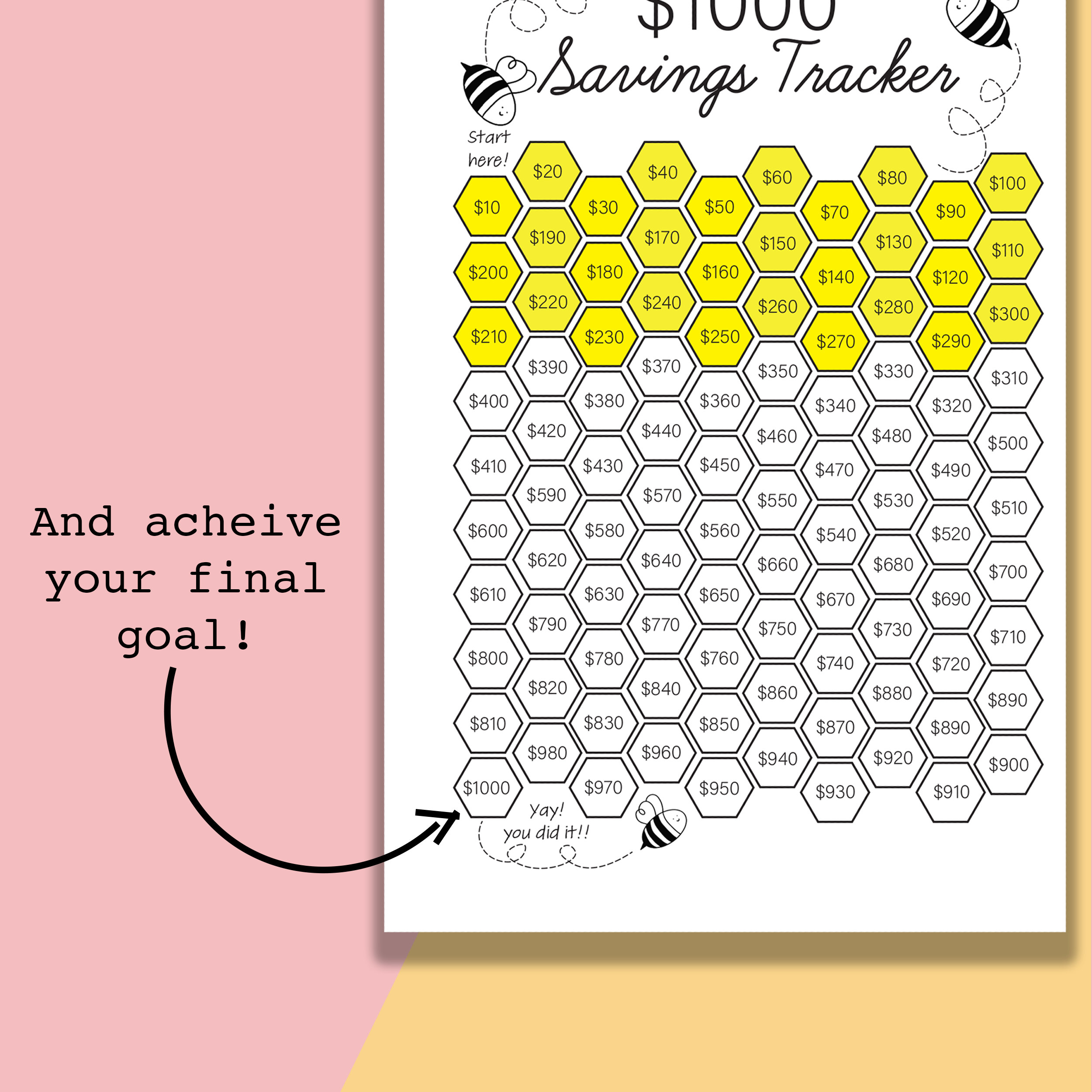 Mini Happy Planner 1k Savings Tracker Printable, 1000 Savings Challenge ...