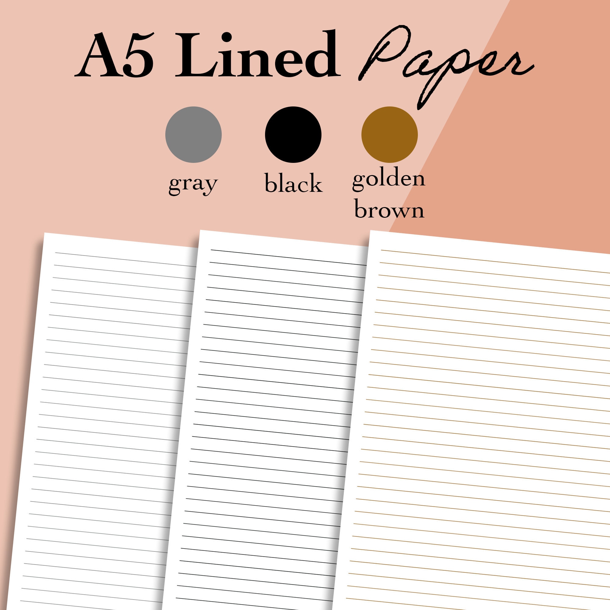 A5 Lined Paper Printable A5 Journal Ruled Paper Inserts PDF | Etsy