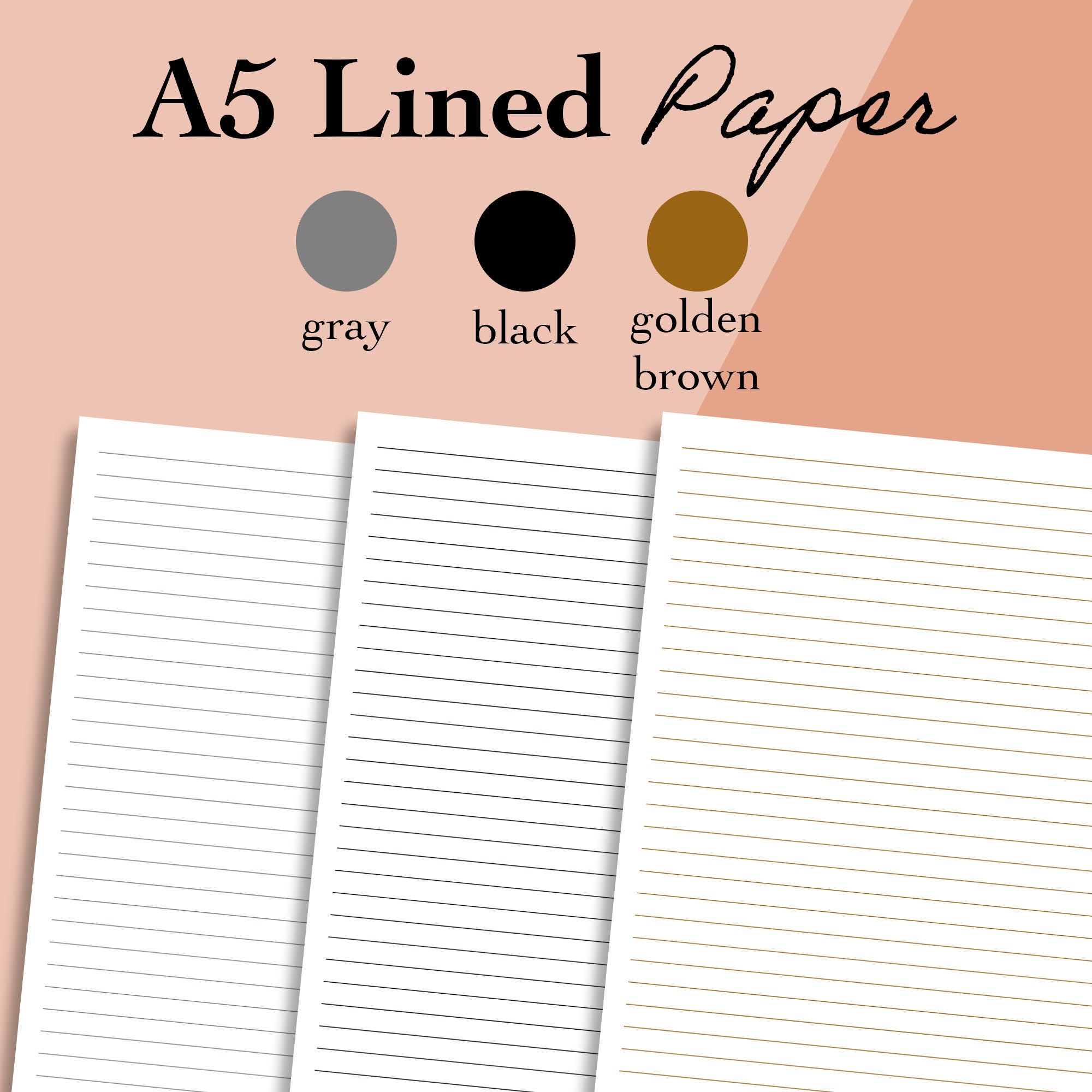 5x7 Lined Paper Instant Download Digital Lined Paper Journal Pages