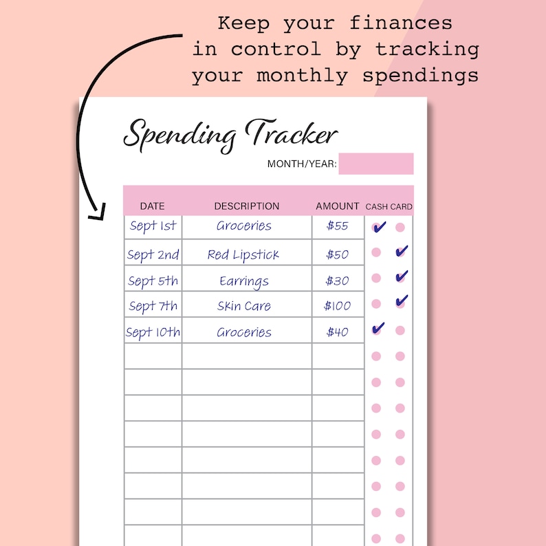 Printable Spending Tracker Personal Size