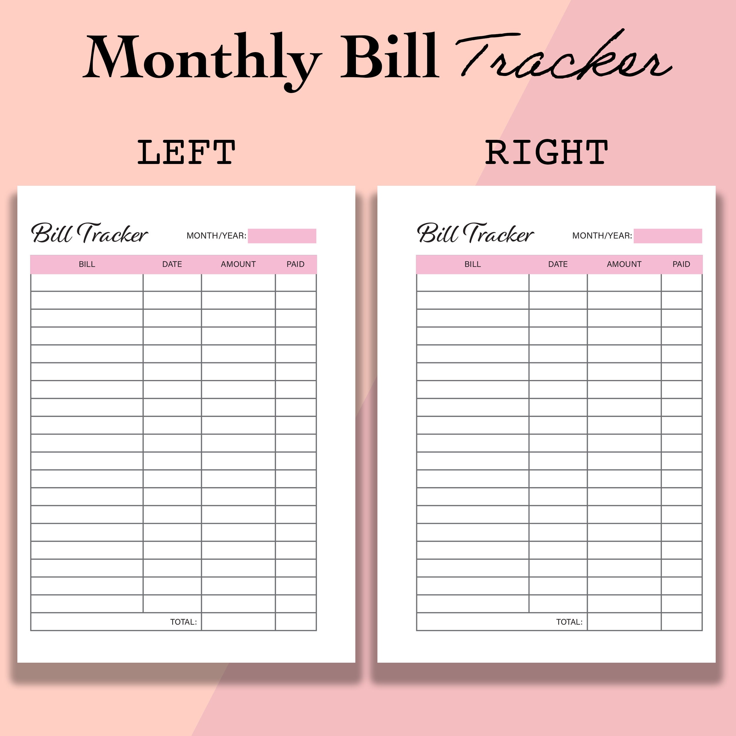 A6 Bill Tracker, A6 Monthly Bill Tracker Printable, A6 Bill Organizer ...