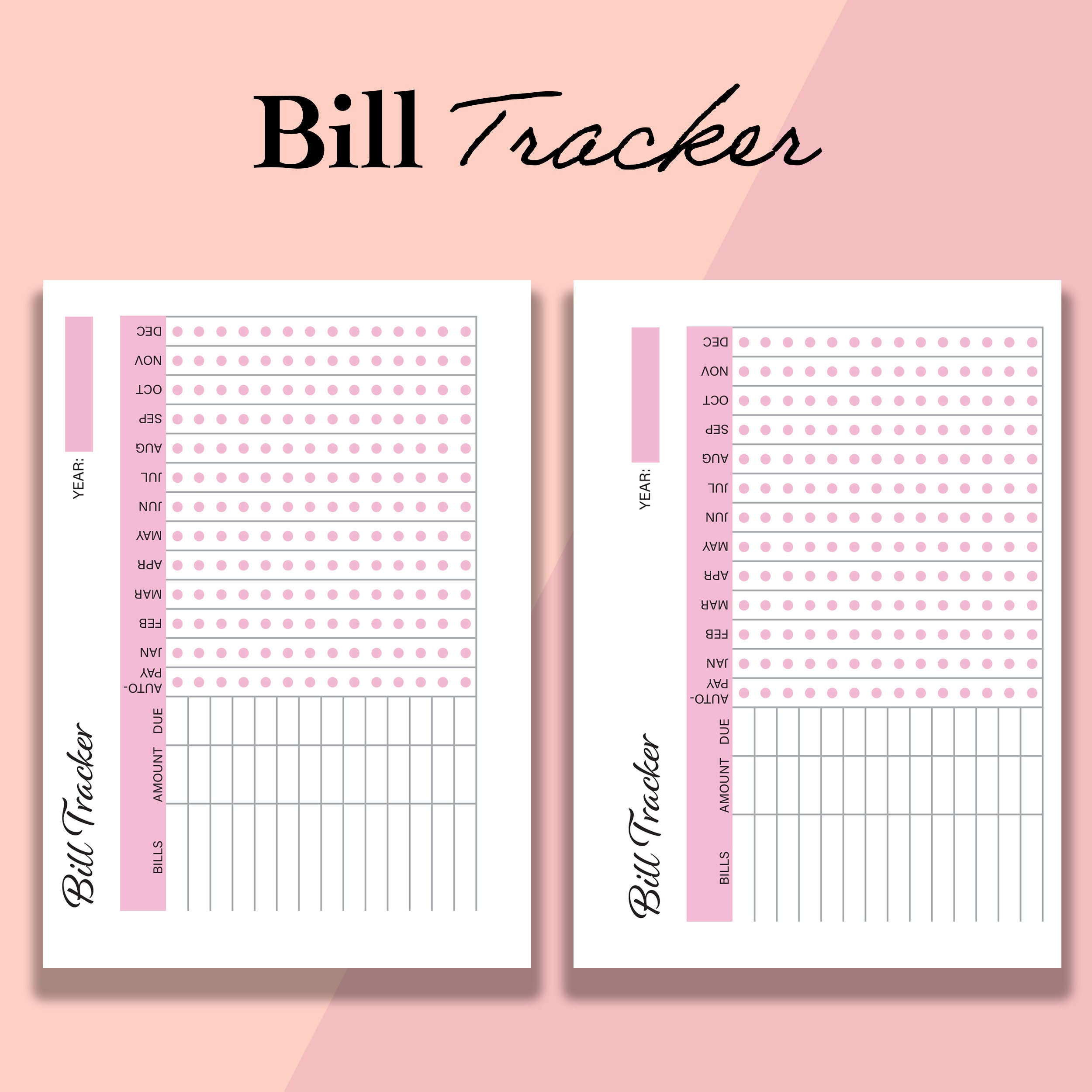 A6 Bill Tracker Yearly, Monthly Bill Tracker Printable, Bill Organizer ...