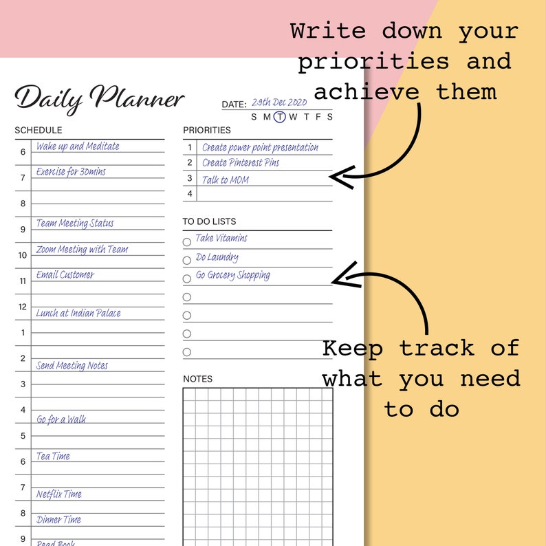 Daily Half Hour Planner PDF Daily Printable Inserts Daily Hourly Daily half hour planner pdf daily printable inserts daily hourly