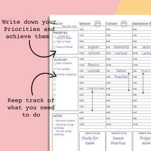 Classic Happy Planner Weekly Hourly Schedule, Weekly Hourly Planner Printable, Undated Week at a Glance Template, Weekly Planner Inserts PDF image 2