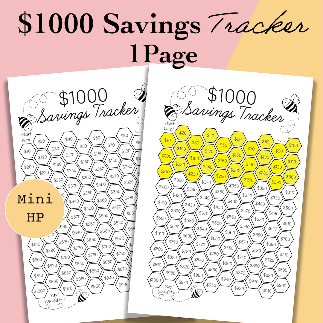 Mini Happy Planner 1k Savings Tracker Printable, 1000 Savings Challenge ...
