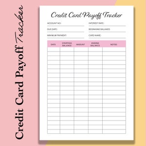 Credit Card Payoff Tracker PDF, Credit Card Payment, Credit Card ...