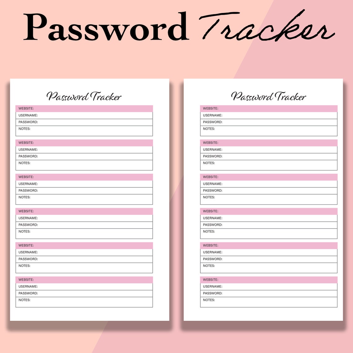 Mini Happy Planner Password Tracker Printable, Password Tracker Insert ...