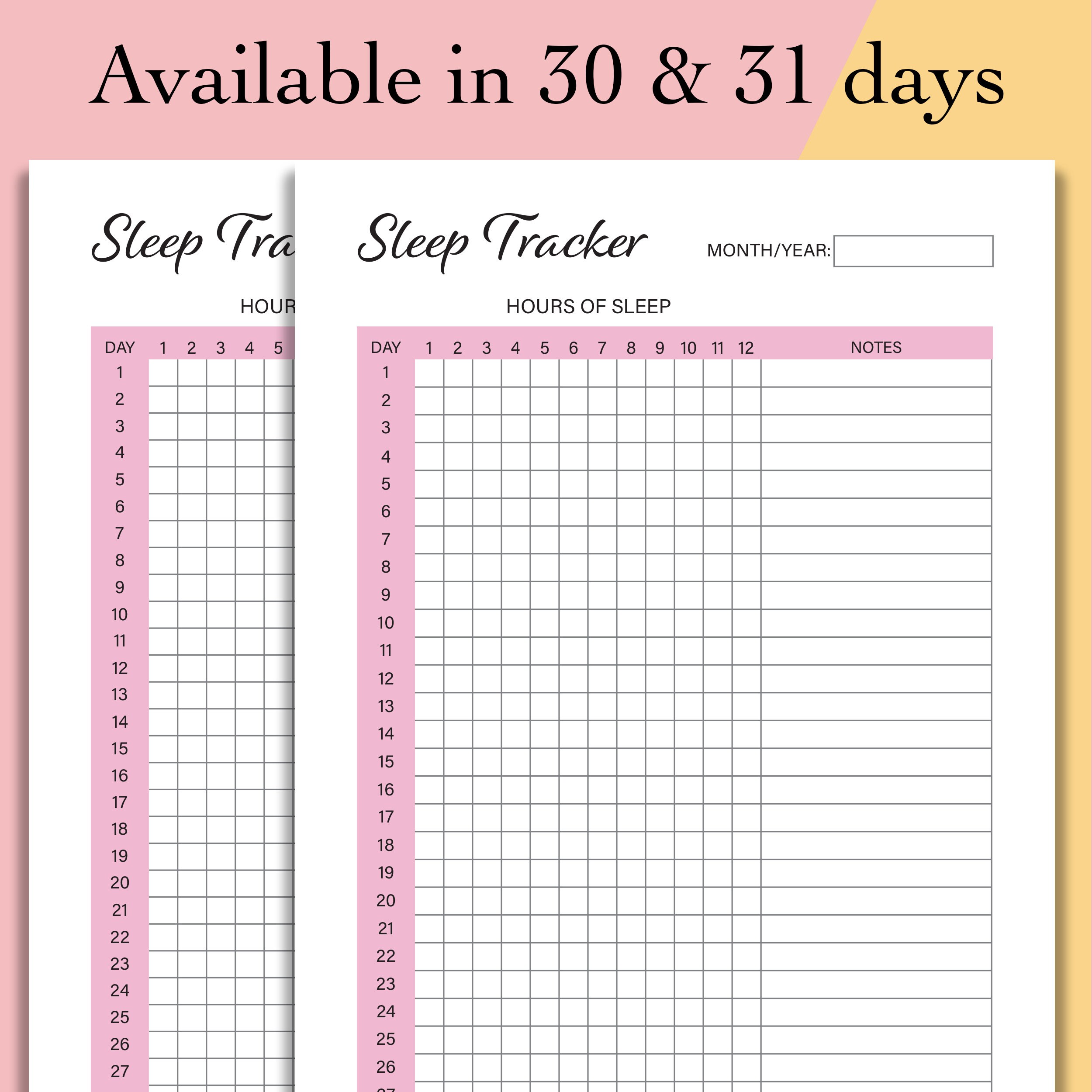 free printable sleep tracker printable
