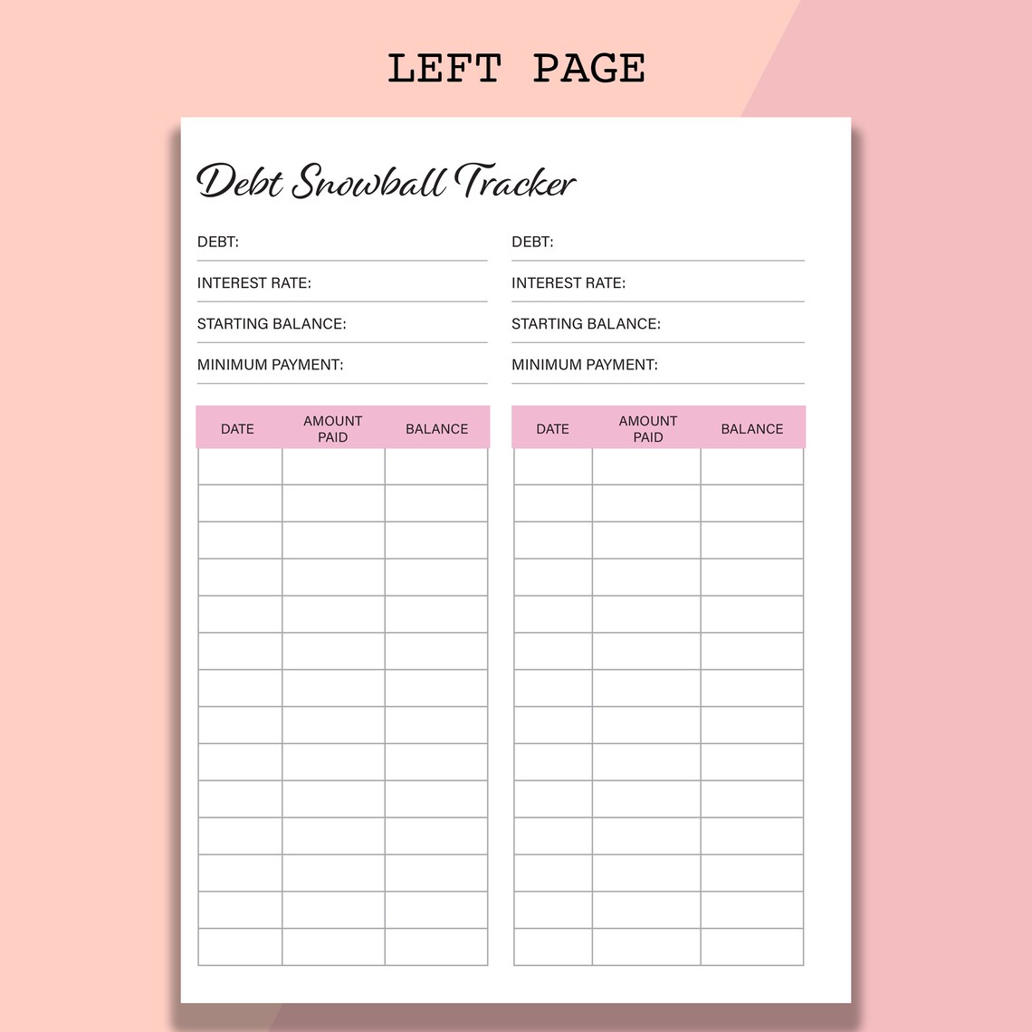 Debt Snowball Tracker Printable Debt Free Debt Payoff | Etsy