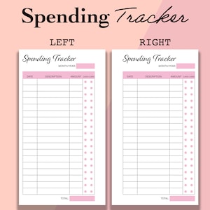Personal Size Spending Tracker Inserts, Personal Expense Tracker ...